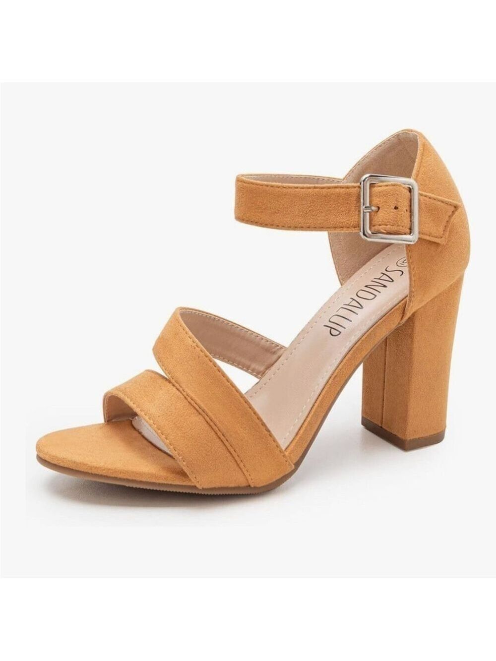 SANDALUP Womens Block Heel Sandals Tan Suede Size Large